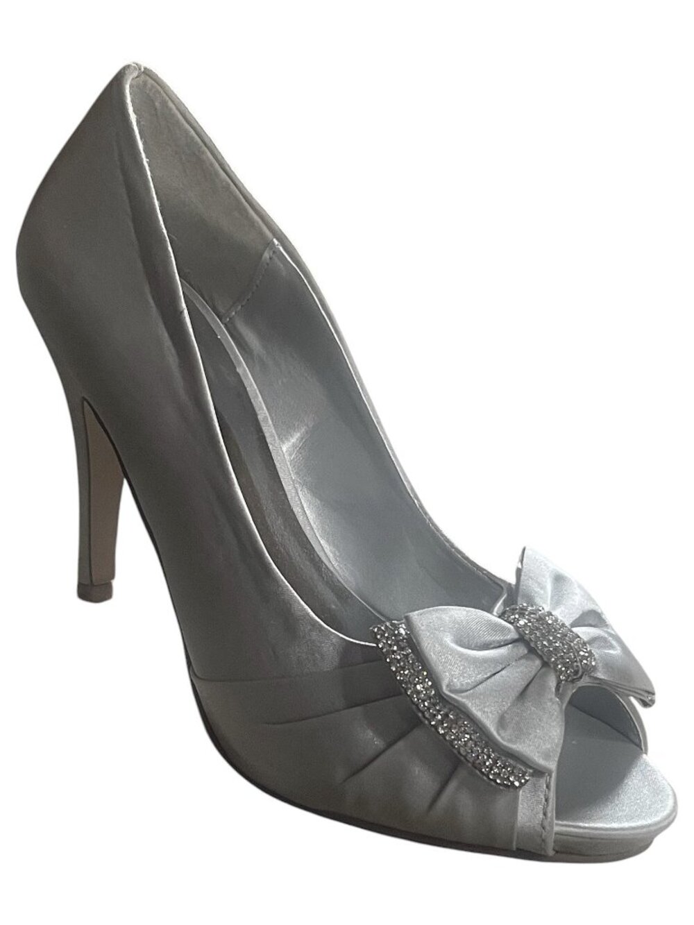 Bonnibel Eunice-2 Women's Silver Rhinestone Bow Heels Dress Shoes